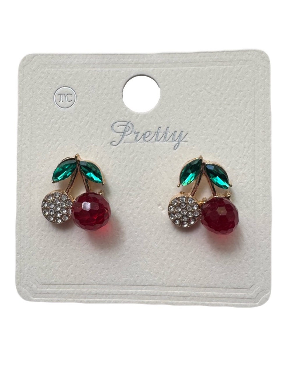 Cherry Crystal Stud Earrings